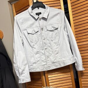 Talbots Light Gray Denim Jacket with Button Front